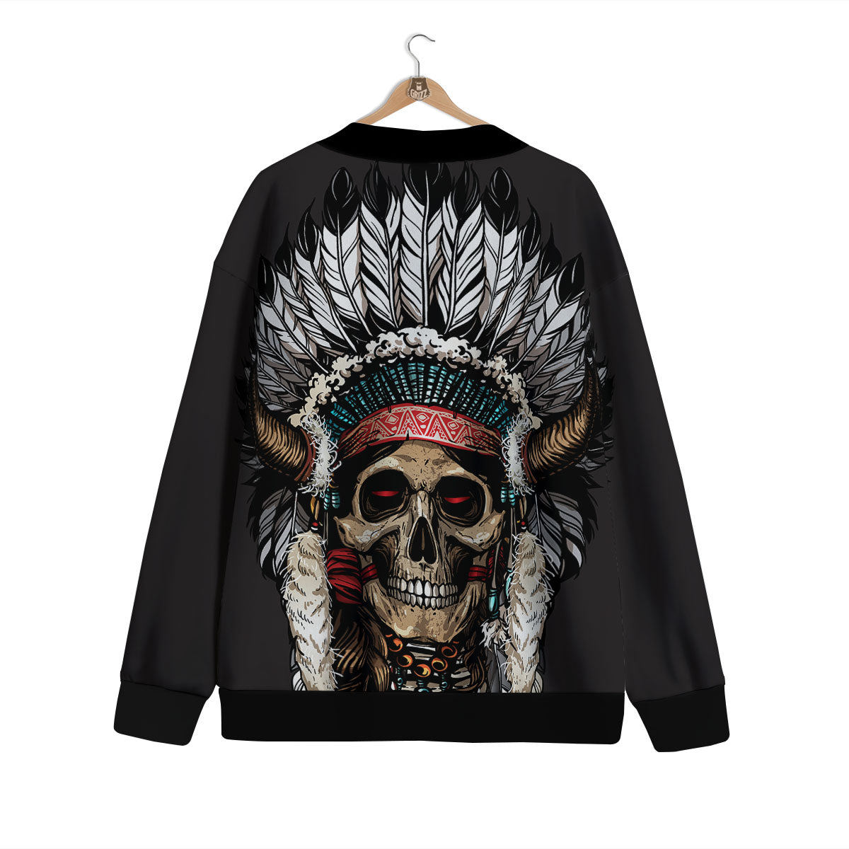 Indian Skull Native American Print Cardigan-grizzshop