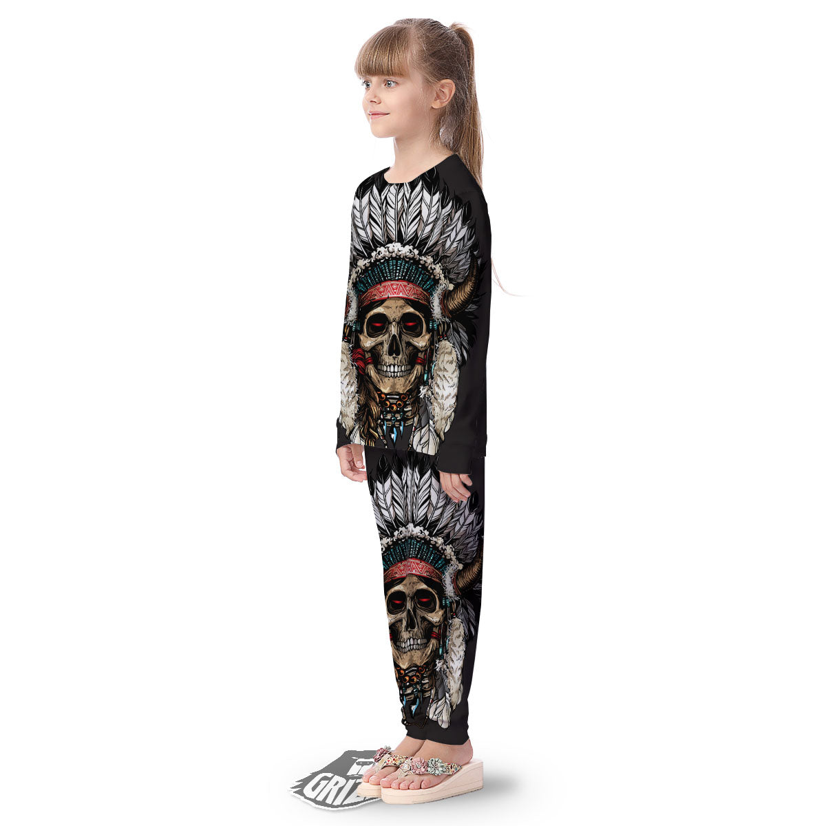 Indian Skull Native American Print Kid's Pajamas-grizzshop