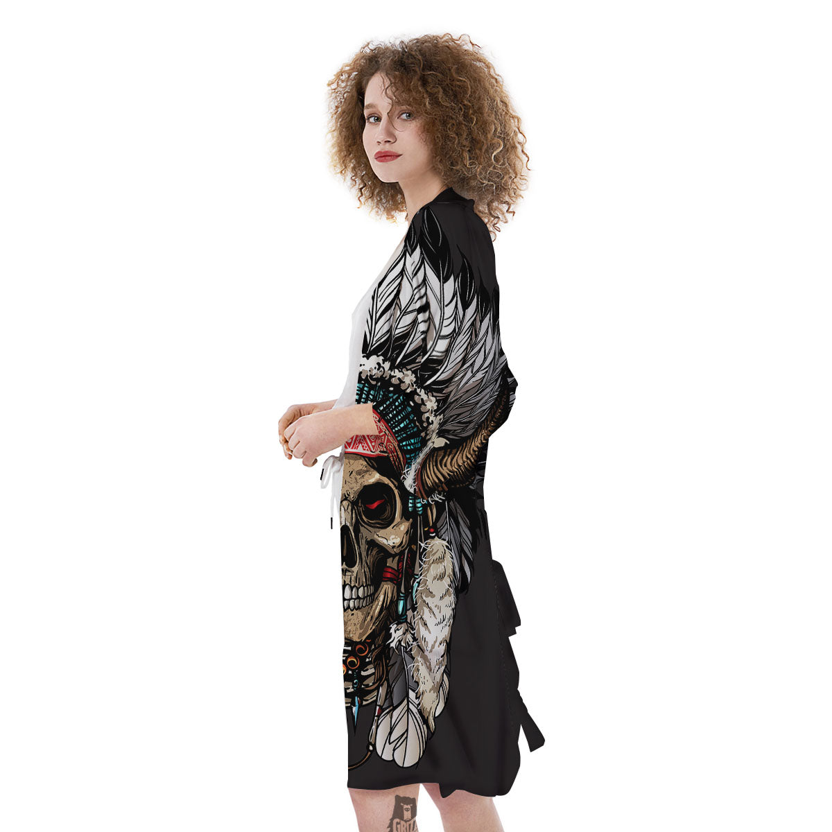 Indian Skull Native American Print Kimono-grizzshop