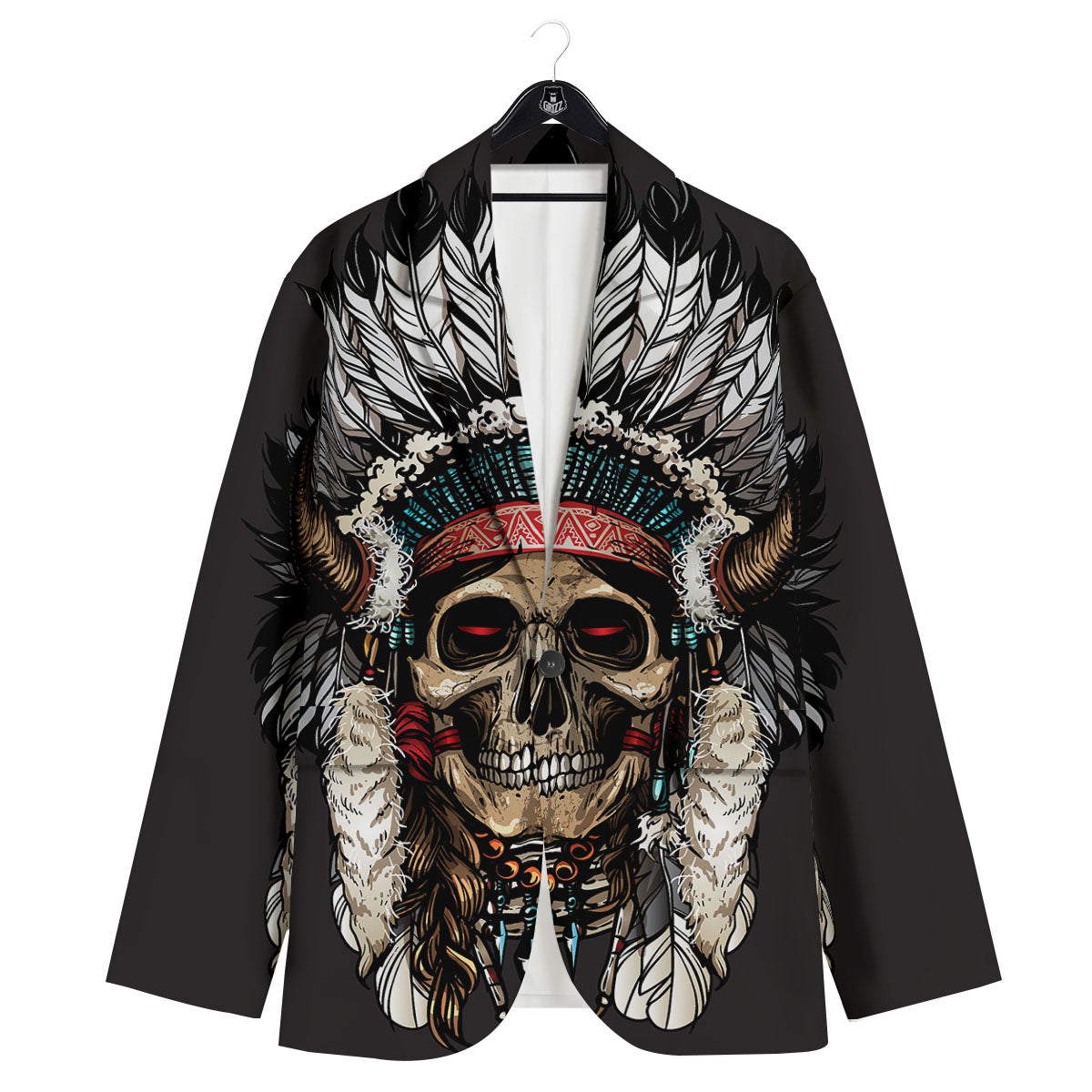 Indian Skull Native American Print Men's Sport Coat-grizzshop