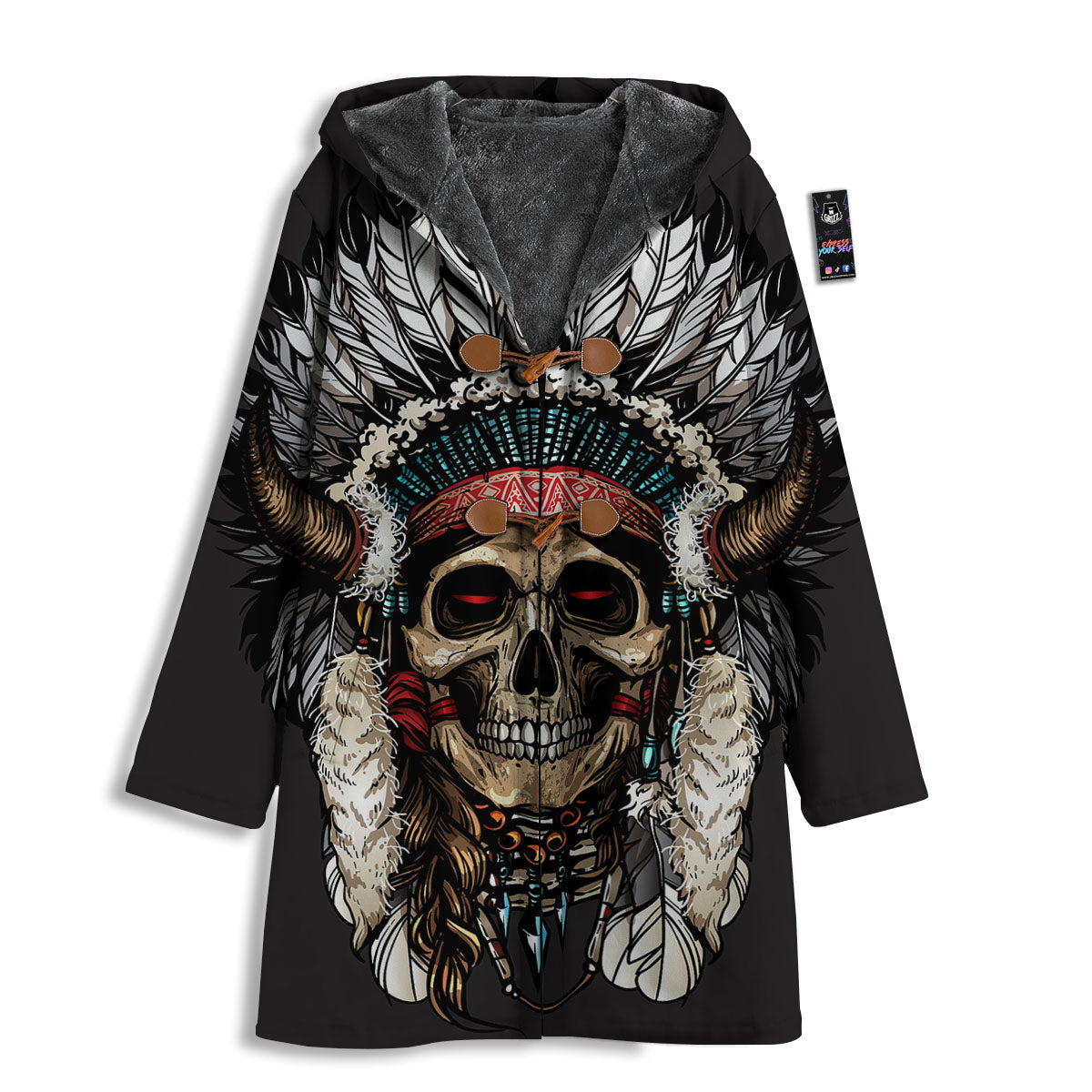 Indian Skull Native American Print Men's Windbreaker Jacket-grizzshop