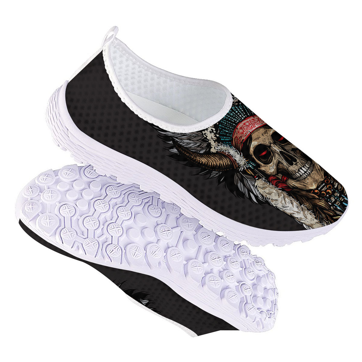 Indian Skull Native American Print Nurse Shoes-grizzshop