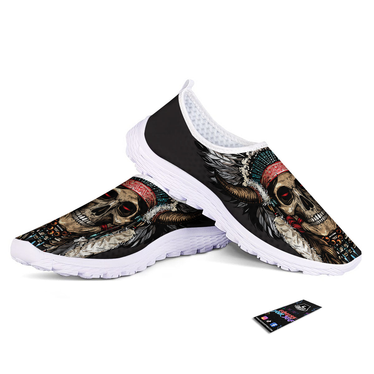 Indian Skull Native American Print Nurse Shoes-grizzshop