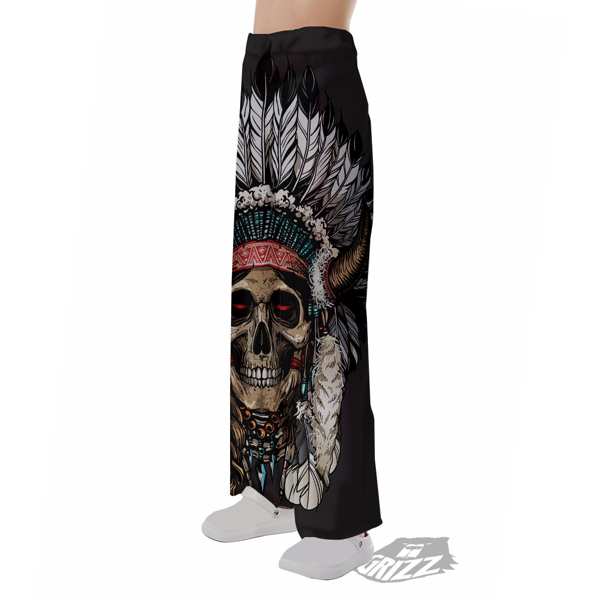 Indian Skull Native American Print Pajama Pants-grizzshop
