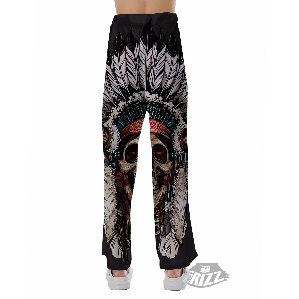 Indian Skull Native American Print Pajama Pants-grizzshop
