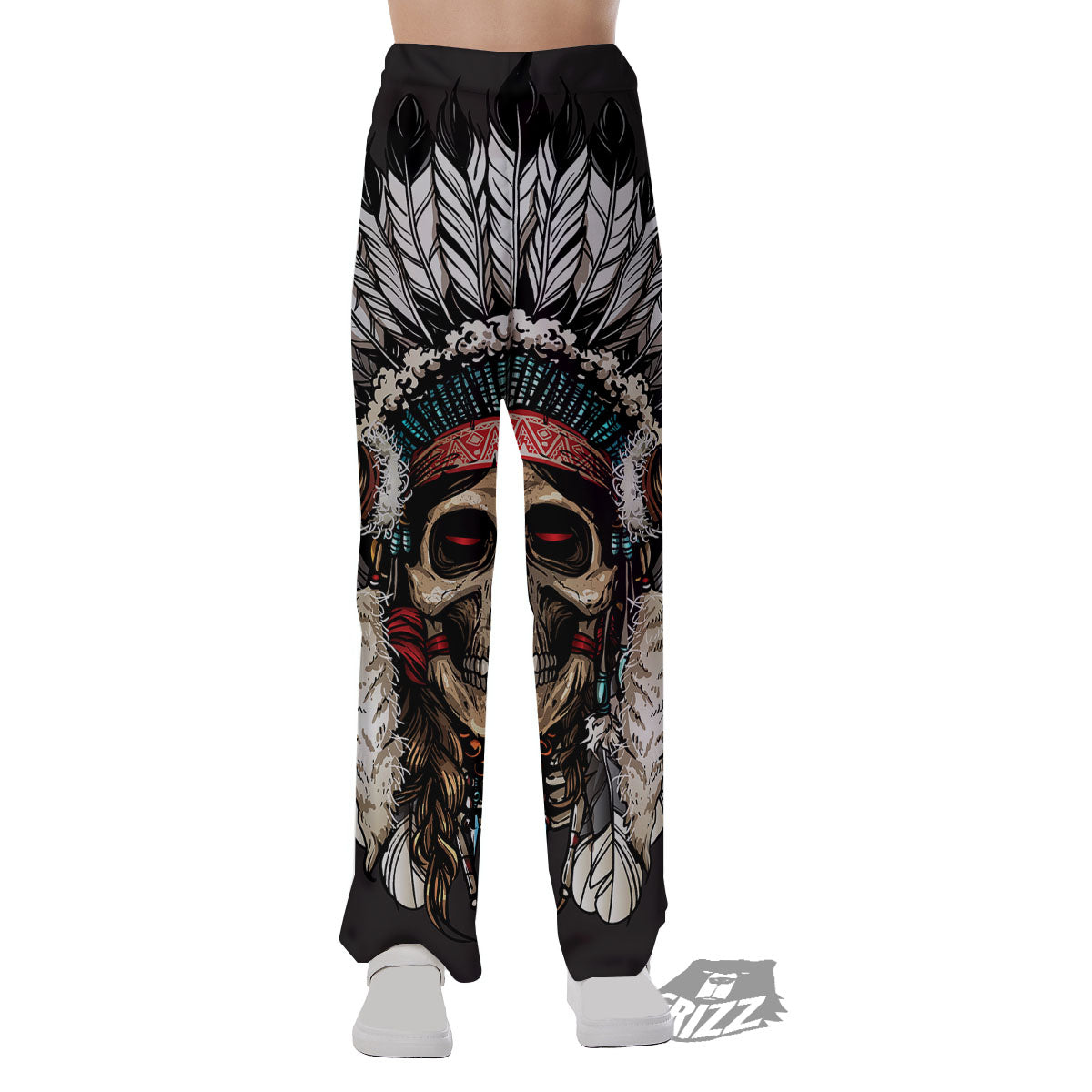 Indian Skull Native American Print Pajama Pants-grizzshop