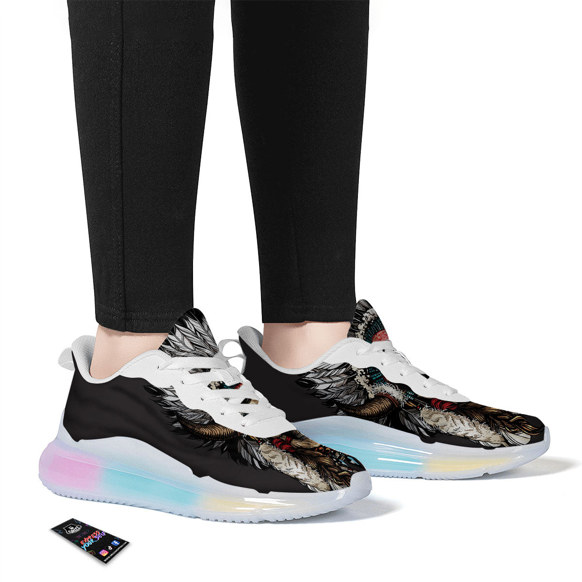 Indian Skull Native American Print Running Sneakers-grizzshop