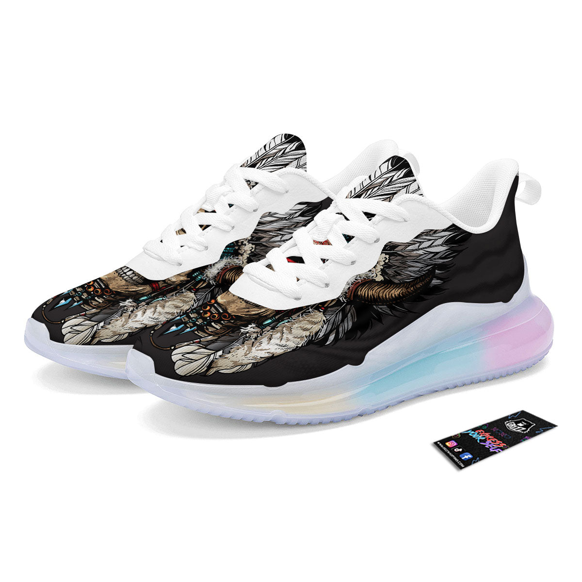 Indian Skull Native American Print Running Sneakers-grizzshop