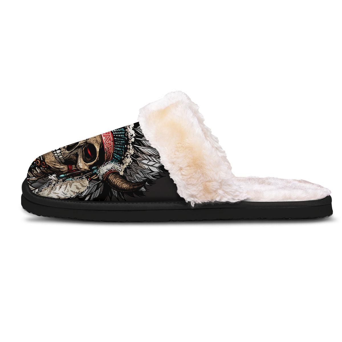 Indian Skull Native American Print Slippers-grizzshop