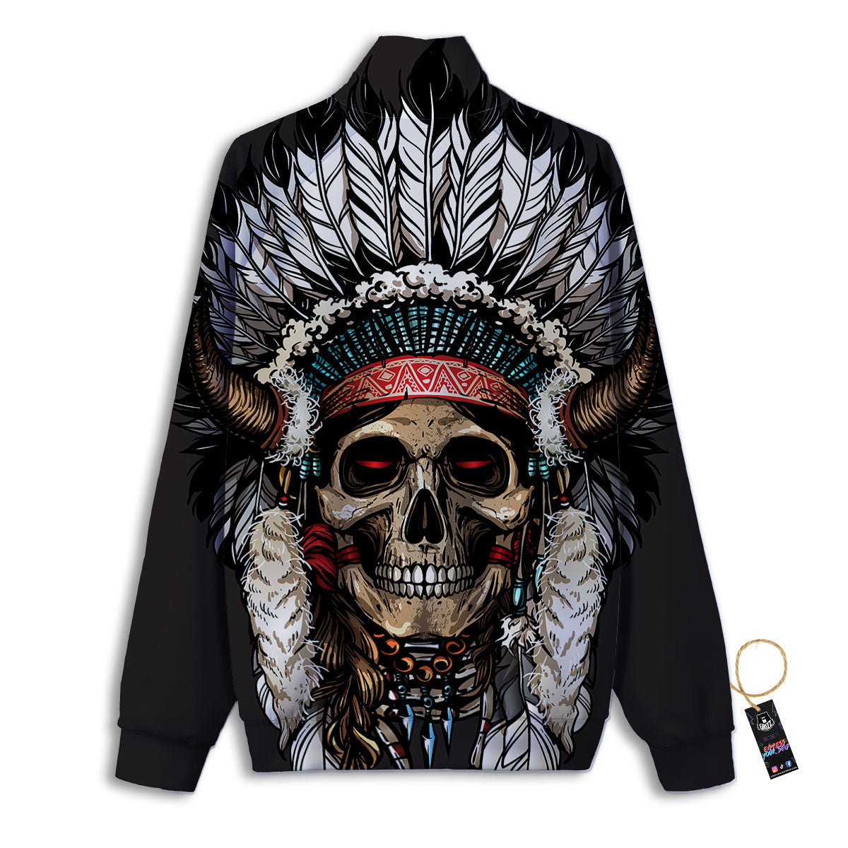 Indian Skull Native American Print Track Jacket-grizzshop
