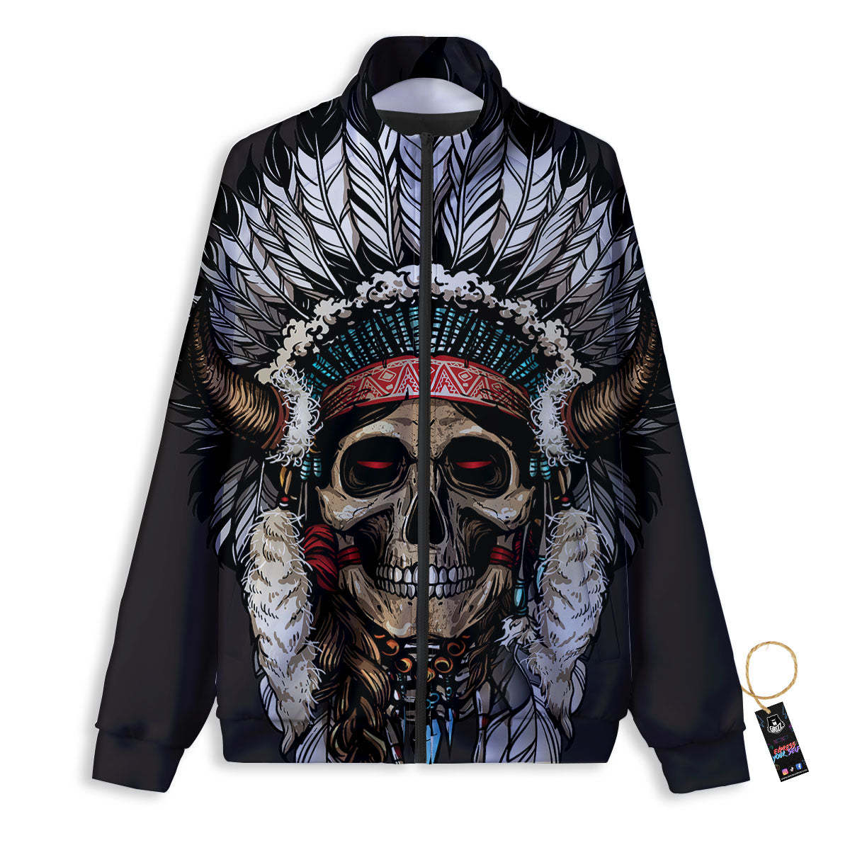 Indian Skull Native American Print Track Jacket-grizzshop