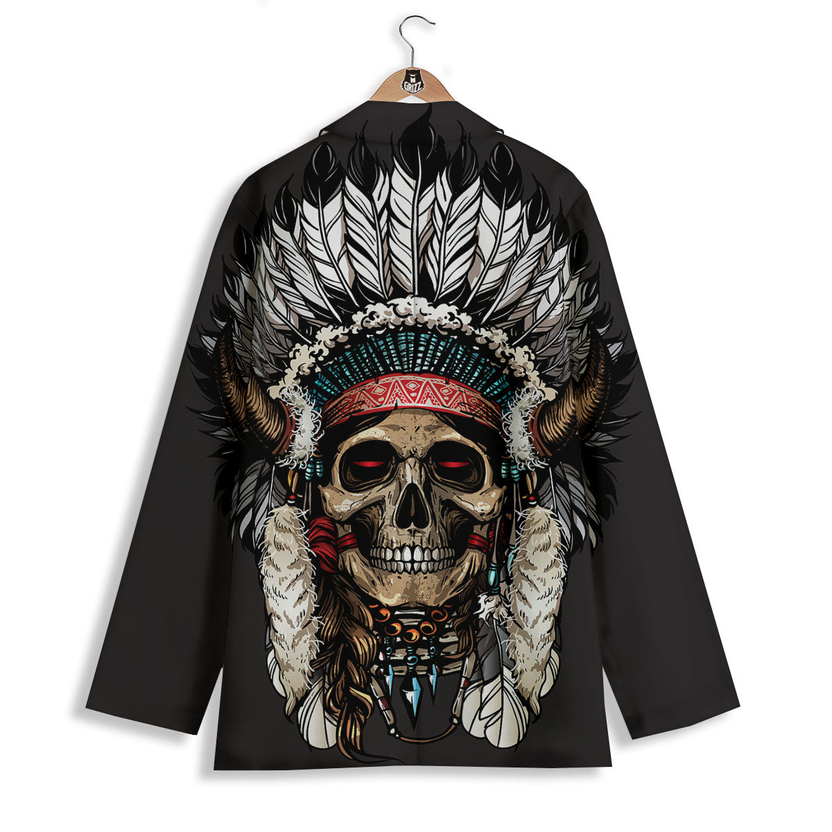 Indian Skull Native American Print Women's Blazer-grizzshop