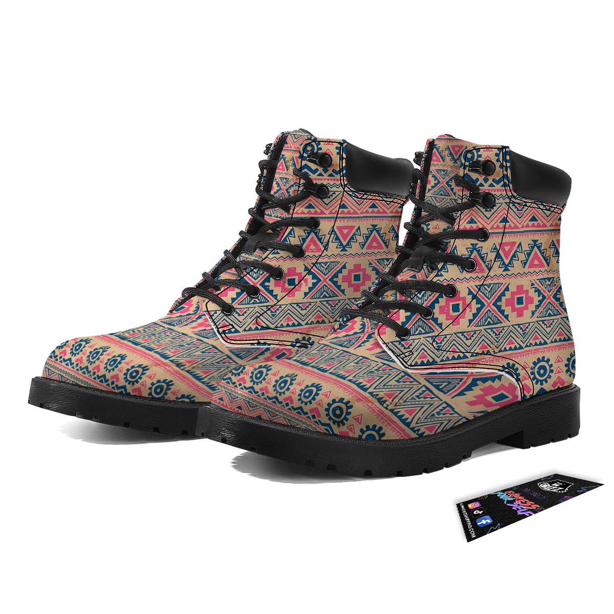 Indian Tribal Native Print Pattern Boots-grizzshop