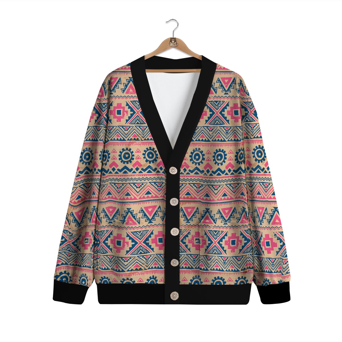 Indian Tribal Native Print Pattern Cardigan-grizzshop