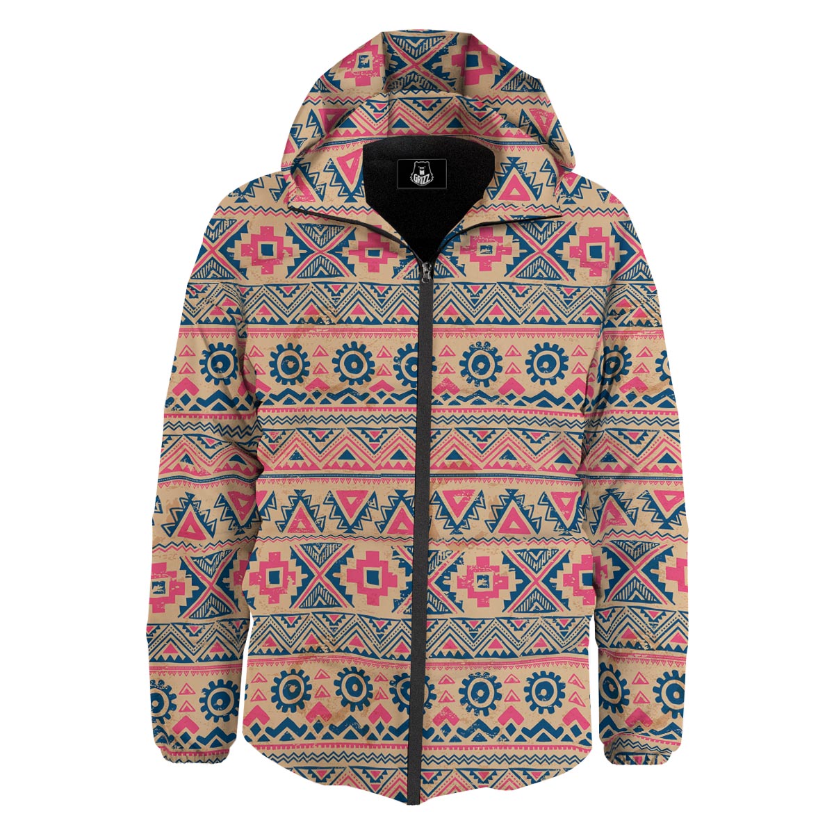 Indian Tribal Native Print Pattern Down Jacket-grizzshop