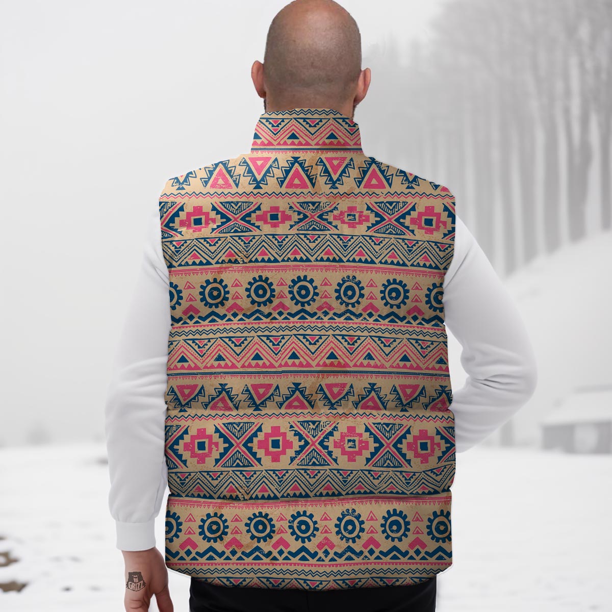 Indian Tribal Native Print Pattern Down Vest