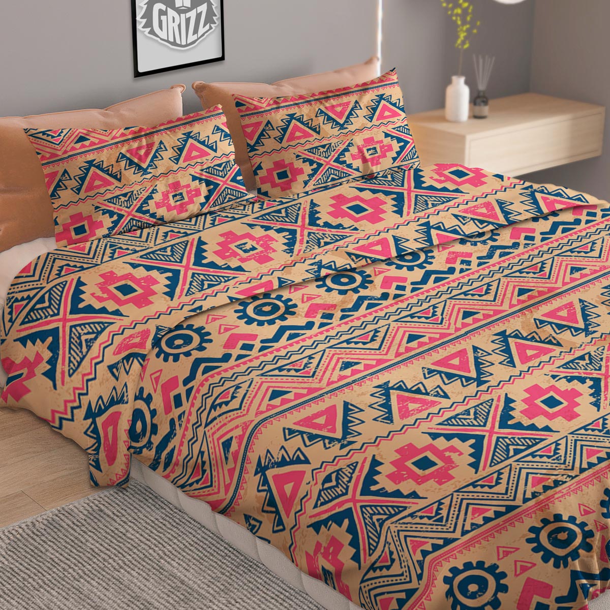 Indian Tribal Native Print Pattern Duvet Cover Bedding Set