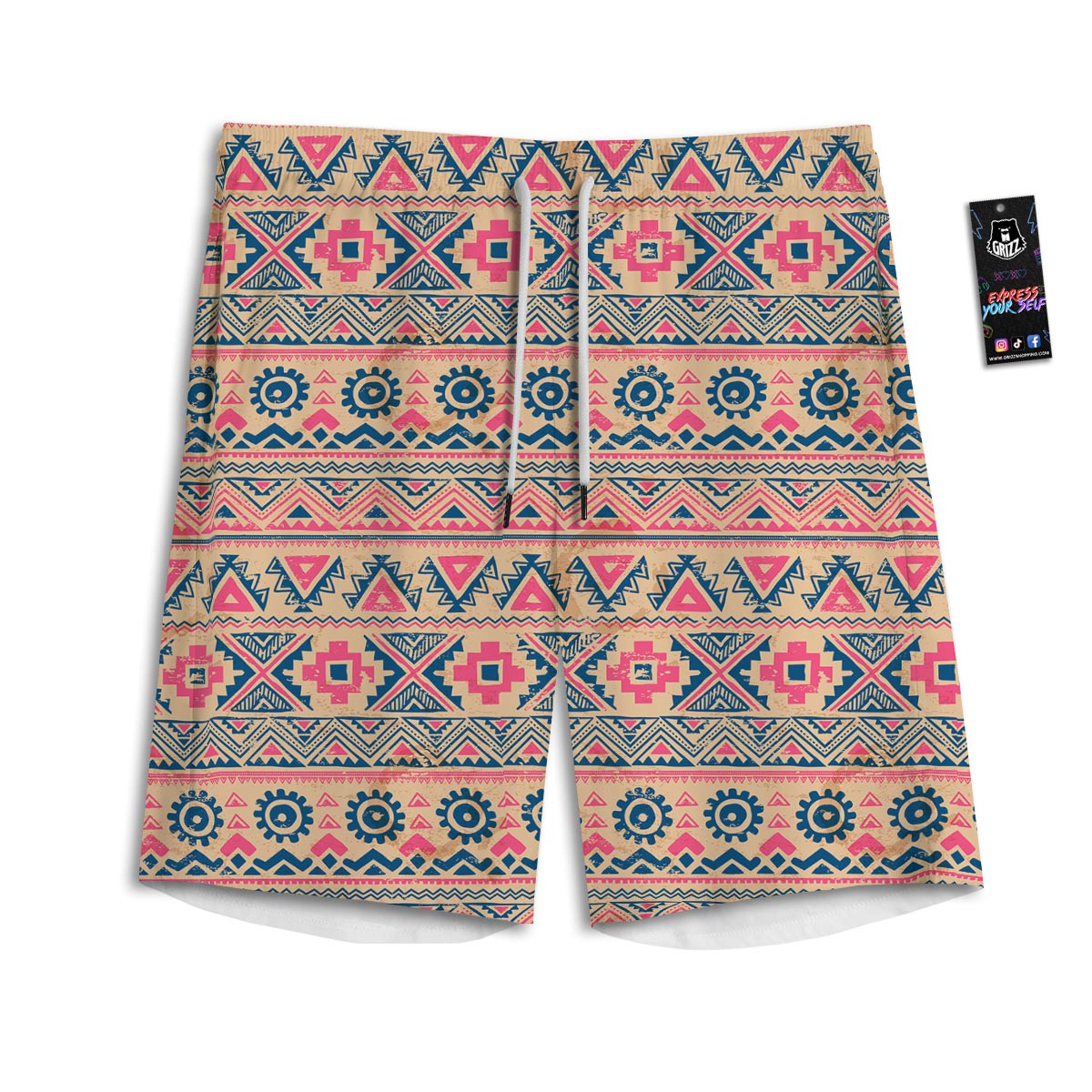 Indian Tribal Native Print Pattern Men's Athletic Shorts