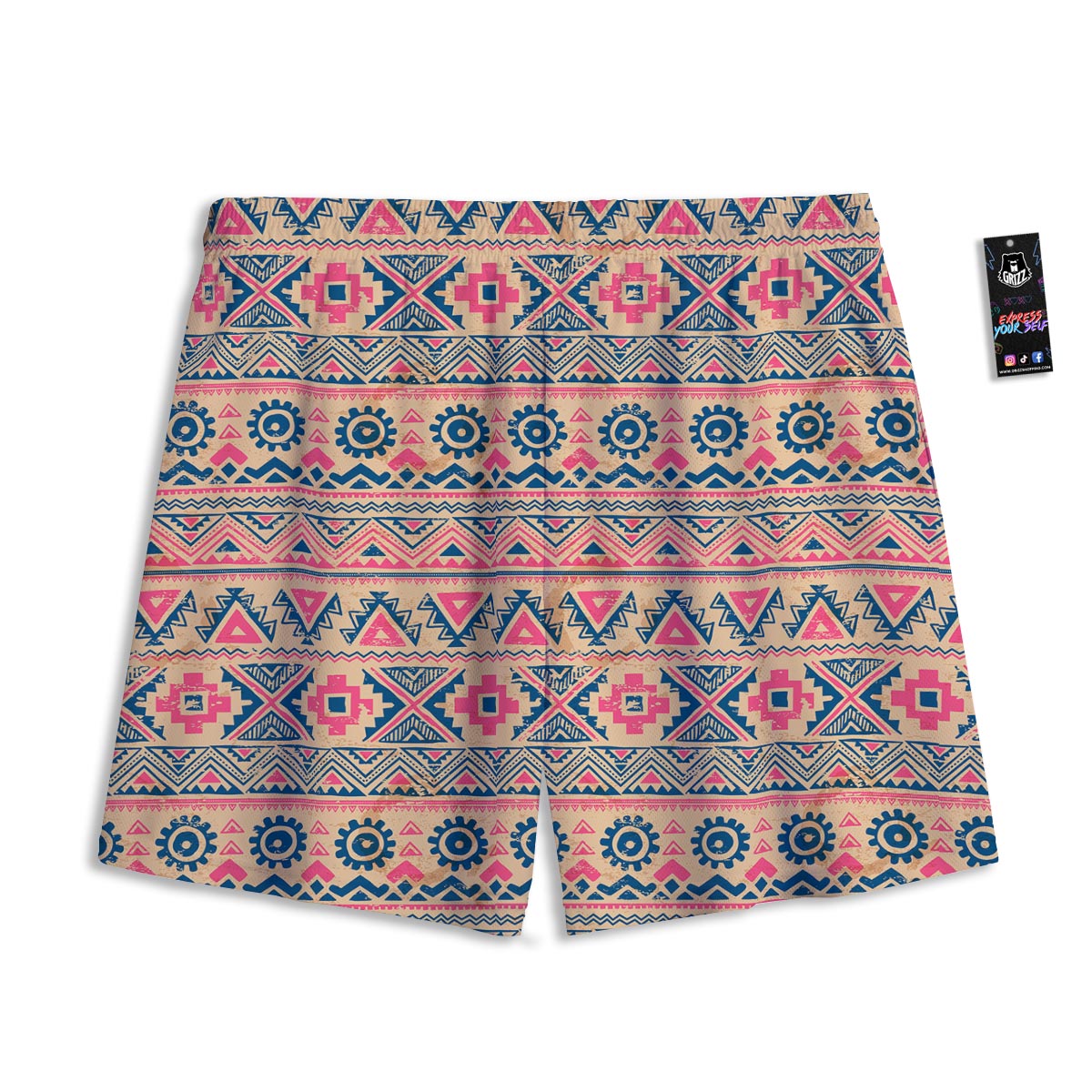 Indian Tribal Native Print Pattern Mesh Shorts