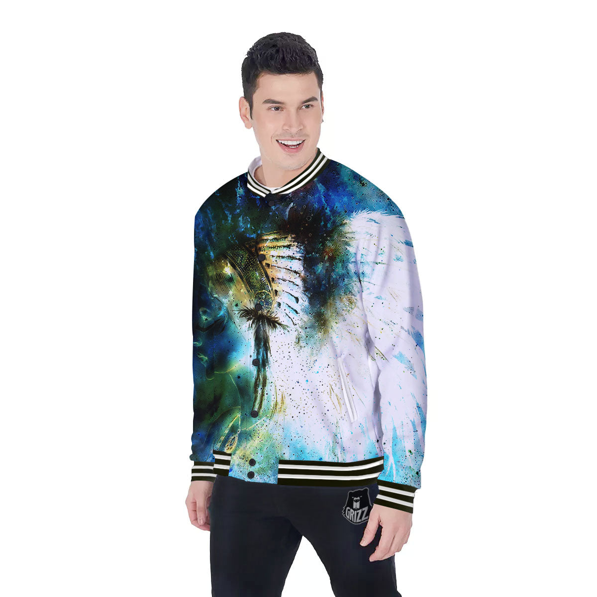 Indian Woman Galaxy Native Baseball Jacket-grizzshop