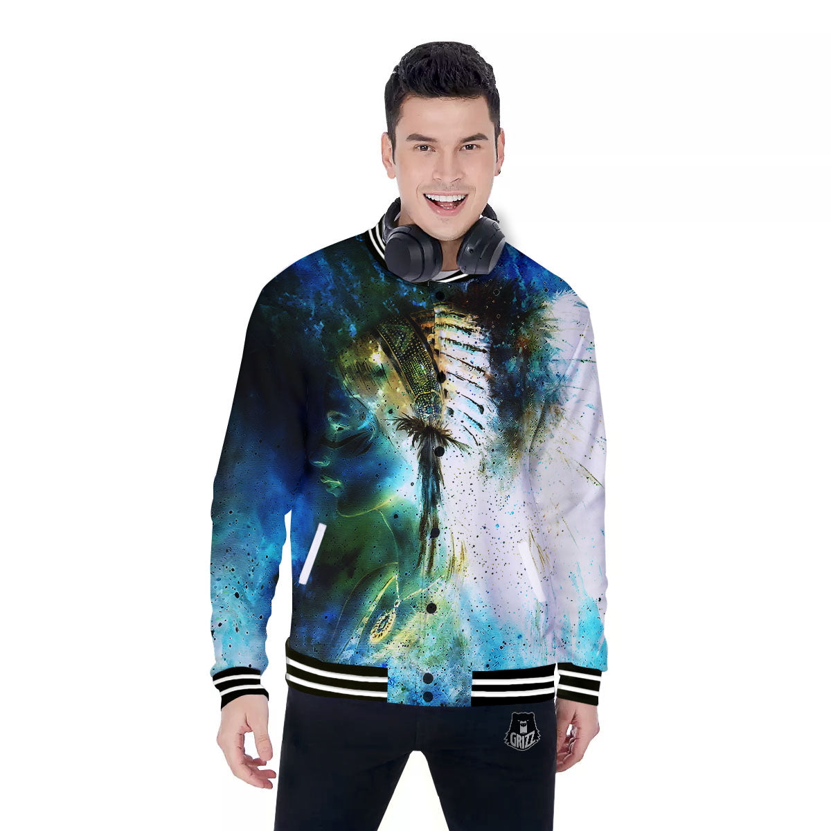 Indian Woman Galaxy Native Baseball Jacket-grizzshop