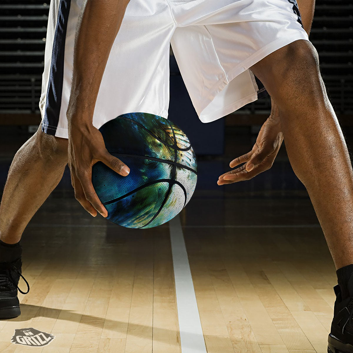 Liquid Trippy Holographic Neon Print Basketball