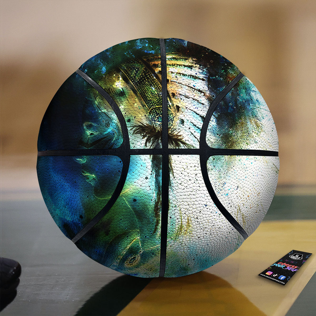 Liquid Trippy Holographic Neon Print Basketball