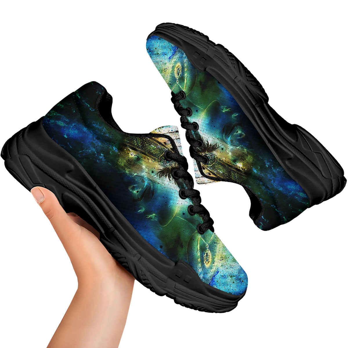 Indian Woman Galaxy Native Black Chunky Shoes-grizzshop