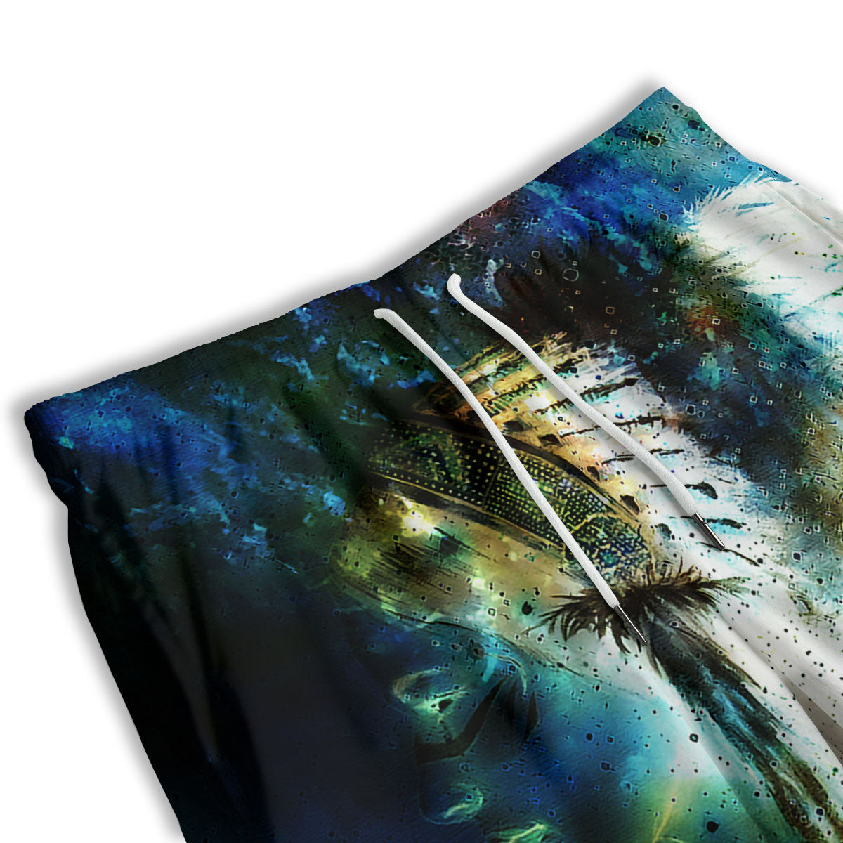 Liquid Trippy Holographic Neon Print Men's Athletic Shorts