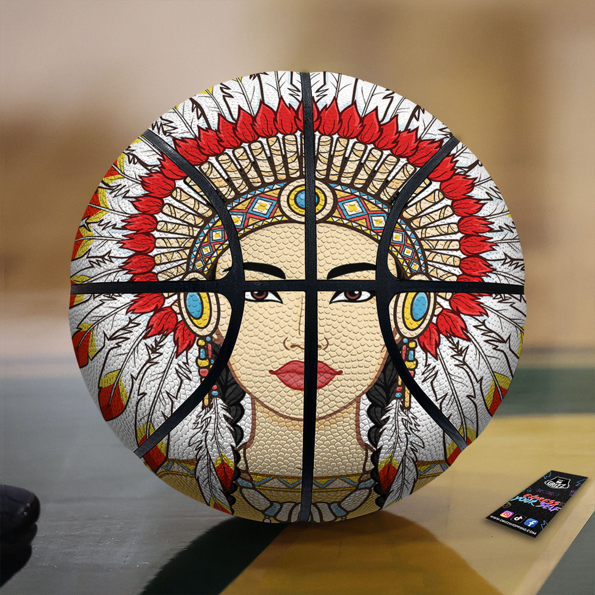 Indian Girl Native American Print Basketball