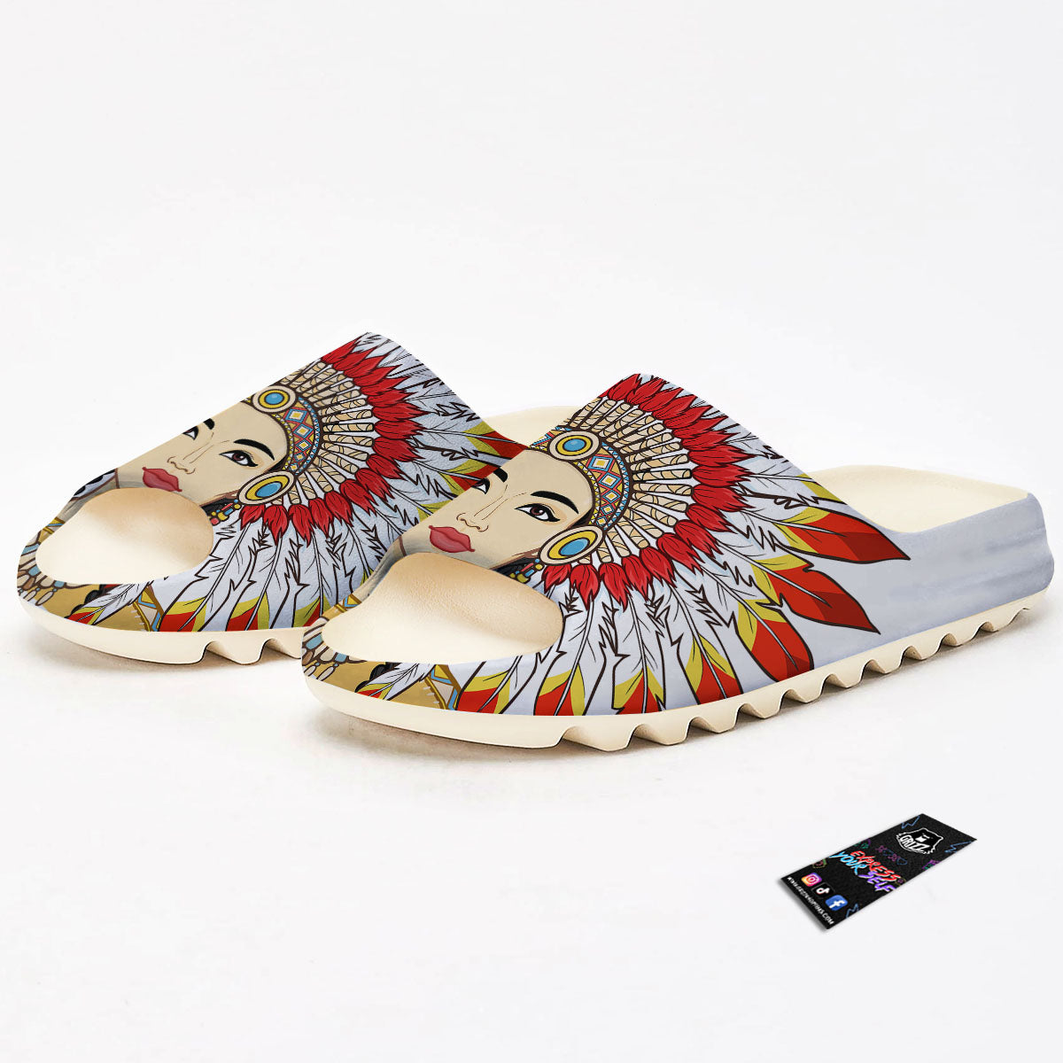 Indian Girl Native American Print Sandals-grizzshop