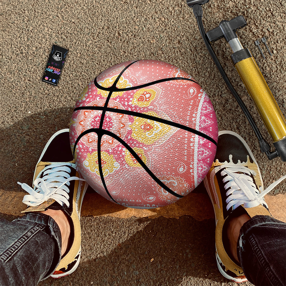Indian Paisley Bandana Pink Print Basketball