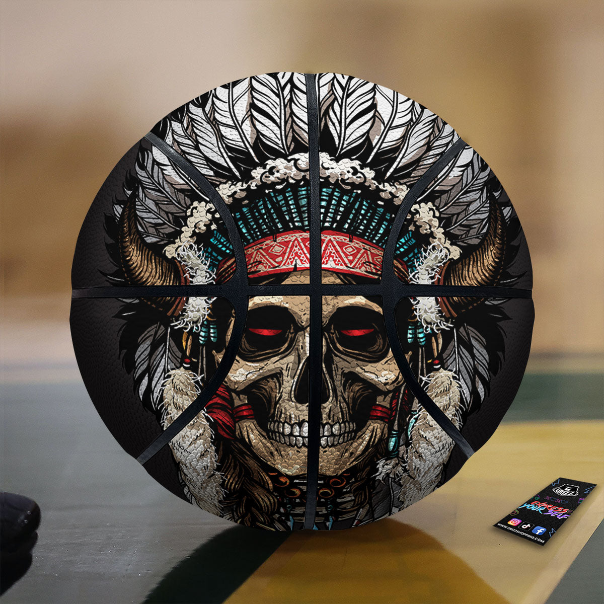 Indian Skull Native American Print Basketball