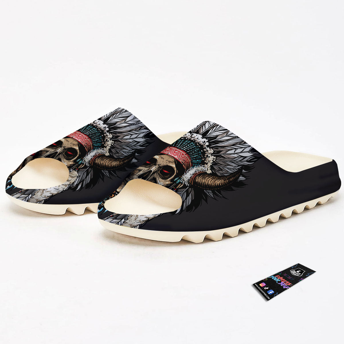 Indian Skull Native American Print Sandals-grizzshop