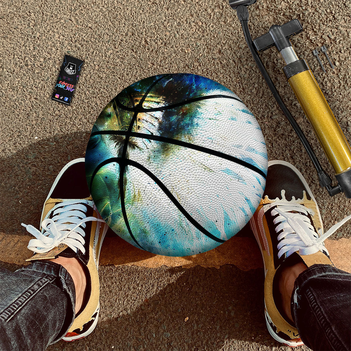 Liquid Trippy Holographic Neon Print Basketball