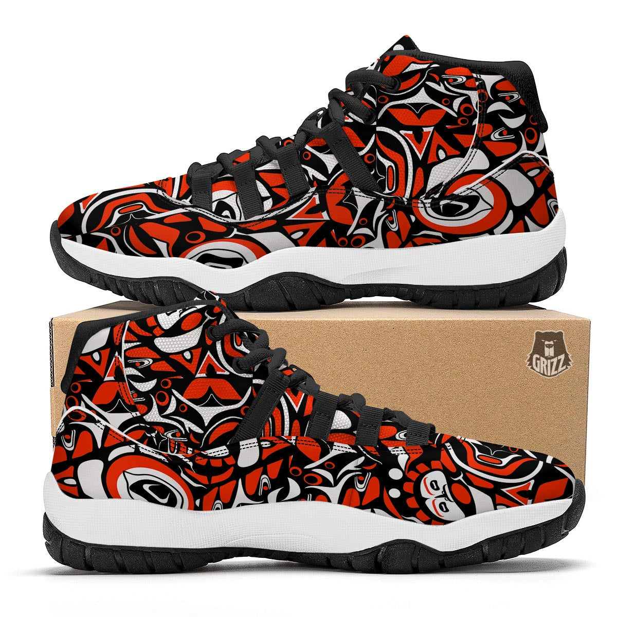 Indians Aztec Tribal Native Navajo American Print Black Bball Shoes-grizzshop