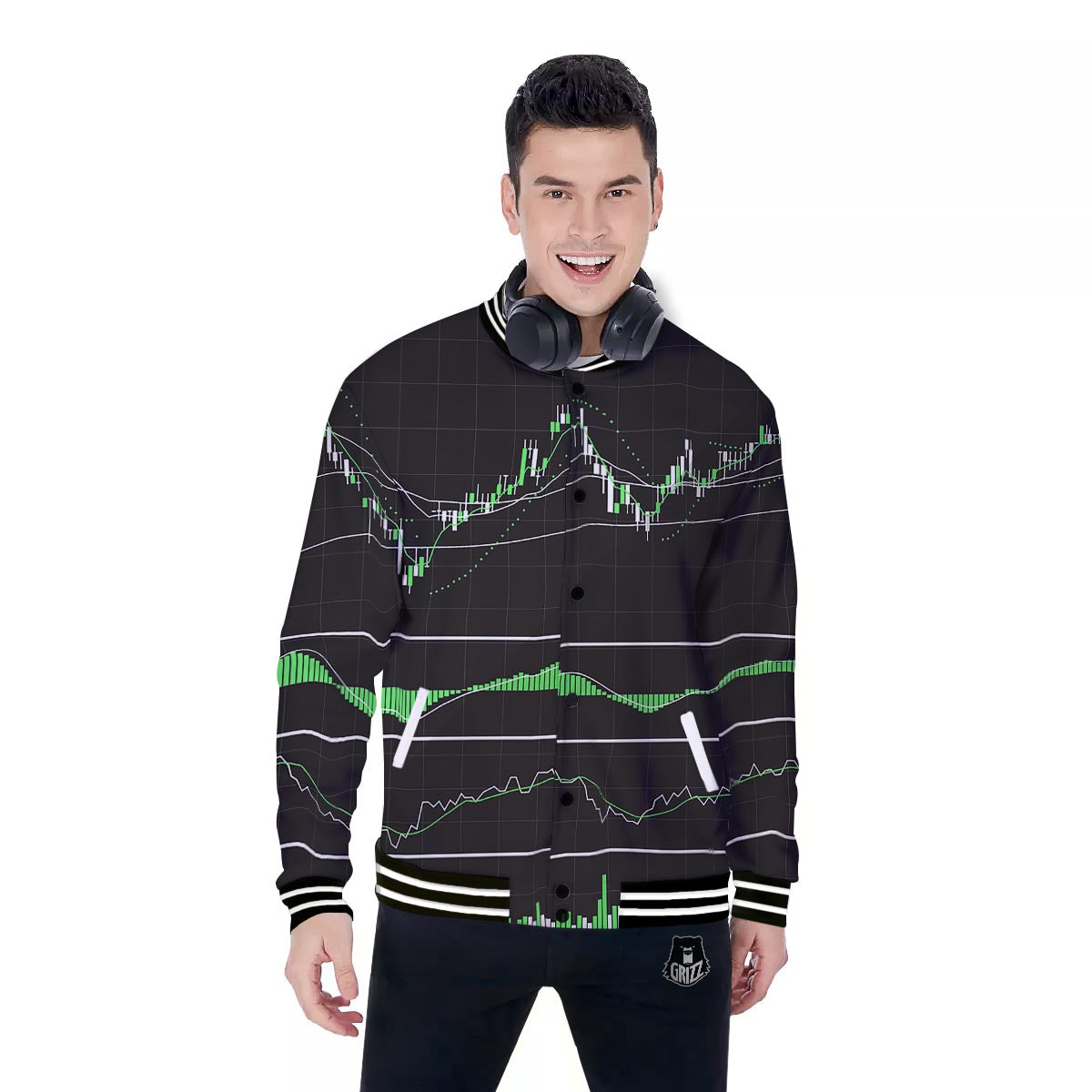 Indicators And Stock Candlestick Print Baseball Jacket-grizzshop