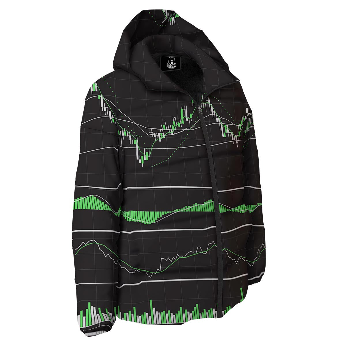 Indicators And Stock Candlestick Print Down Jacket-grizzshop