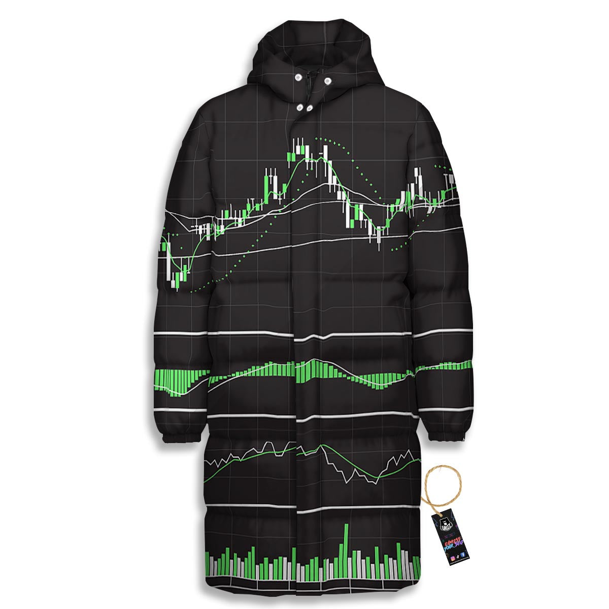 Indicators And Stock Candlestick Print Long Down Jacket-grizzshop
