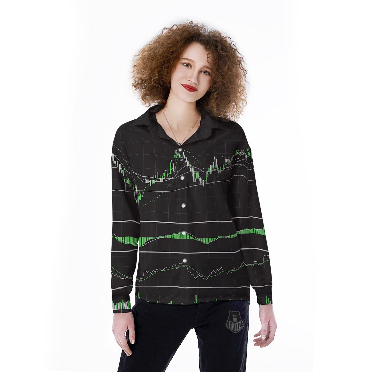 Indicators And Stock Candlestick Print Women's Long Sleeve Shirts-grizzshop