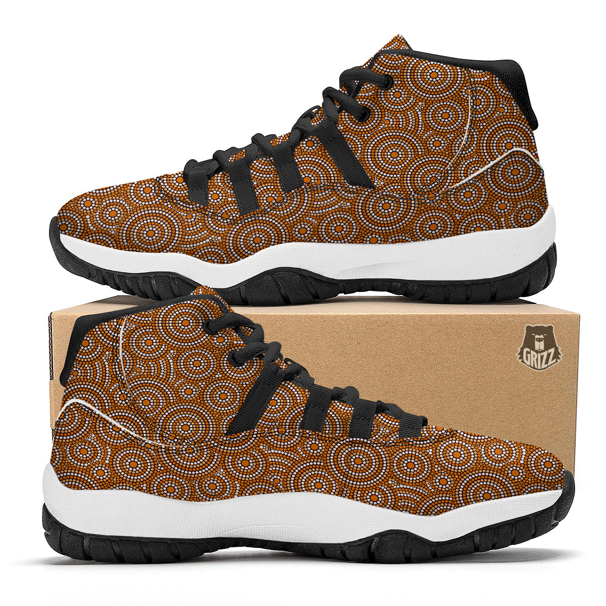 Indigenous Aboriginal Print Pattern Black Bball Shoes-grizzshop