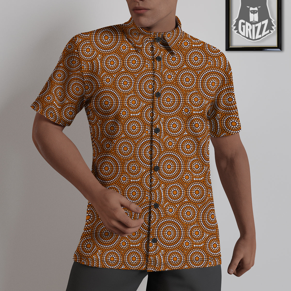 Indigenous Aboriginal Print Pattern Untucked Shirts-grizzshop