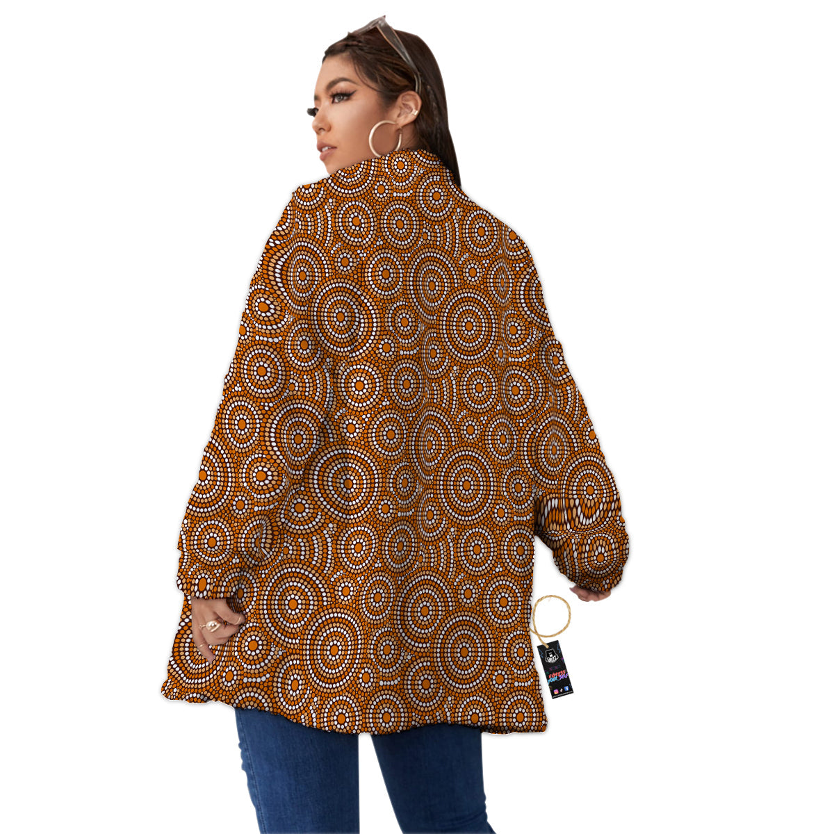 Indigenous Aboriginal Print Pattern Women's Sherpa Jacket-grizzshop