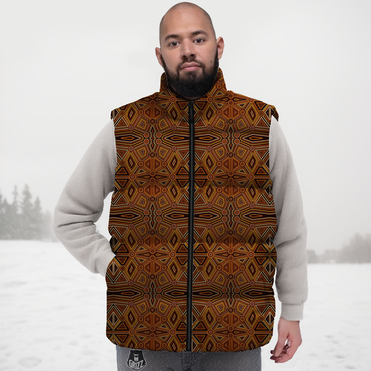 Indigenous Australian Aboriginal Print Down Vest