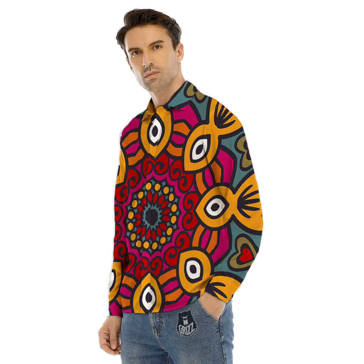 Indigenous Australian Aboriginal Print Men's Dress Shirts-grizzshop
