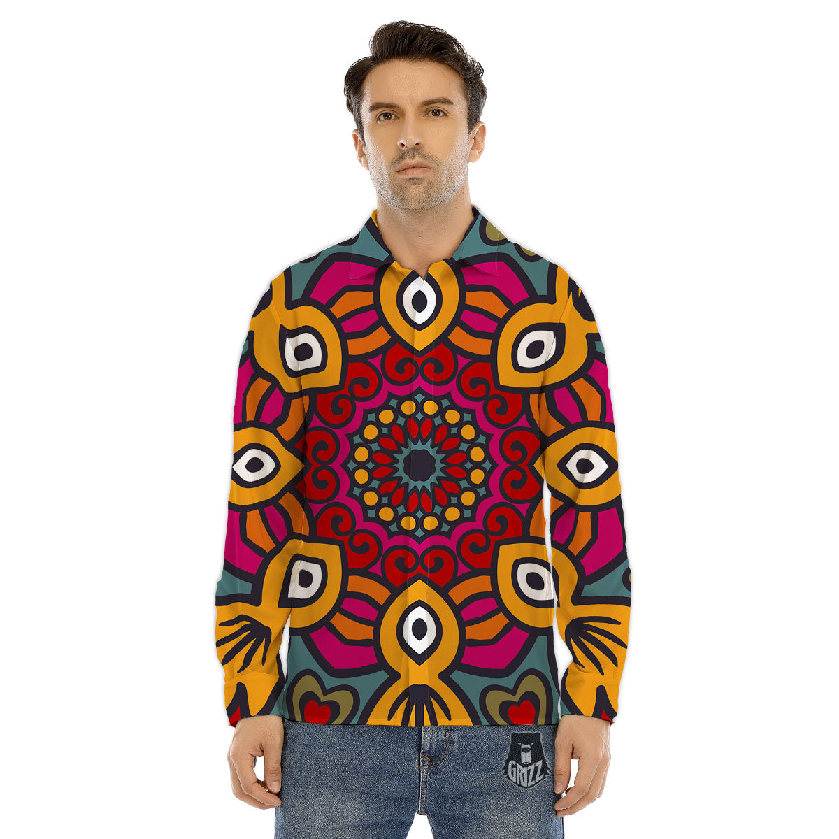 Indigenous Australian Aboriginal Print Men's Dress Shirts-grizzshop
