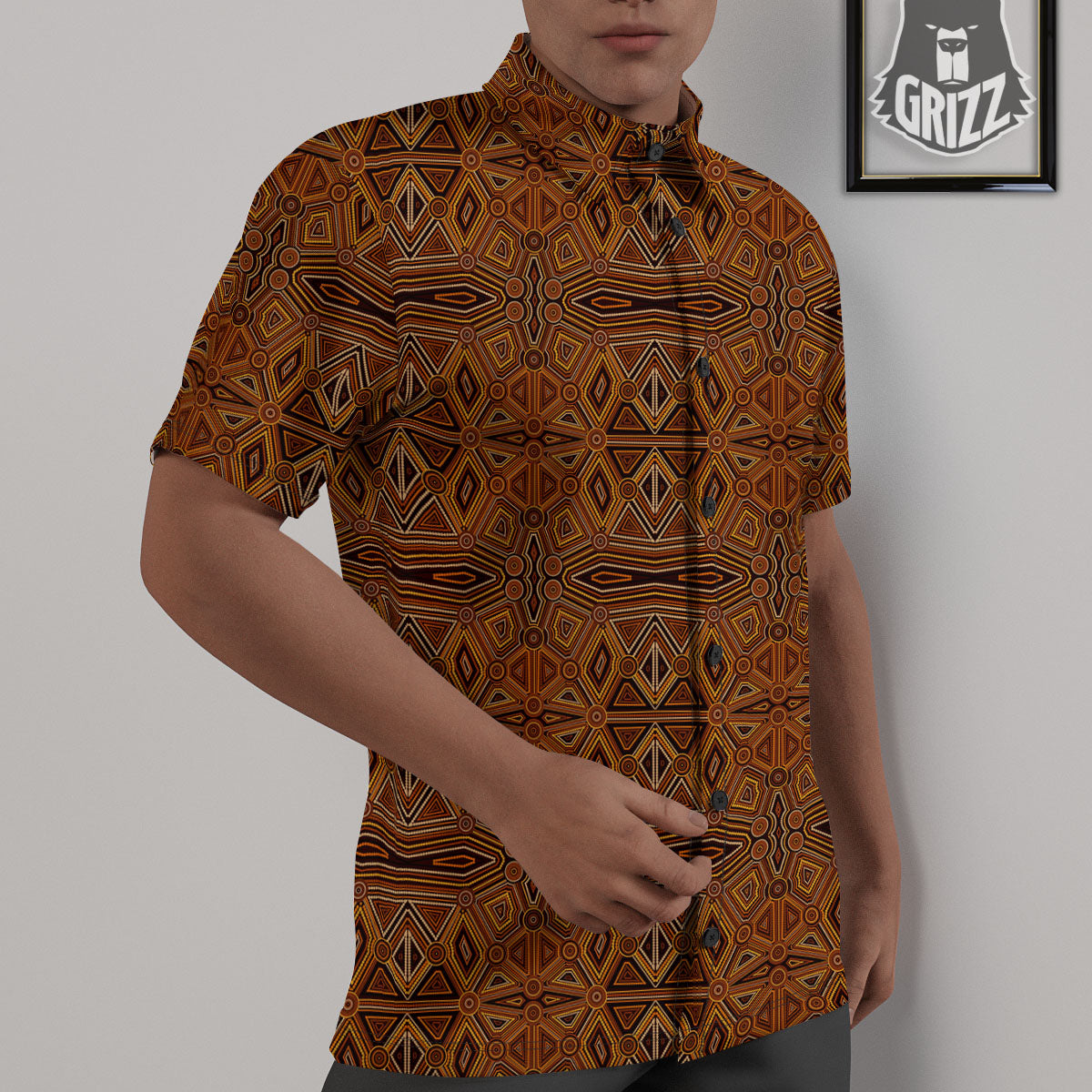 Indigenous Australian Aboriginal Print Untucked Shirts-grizzshop
