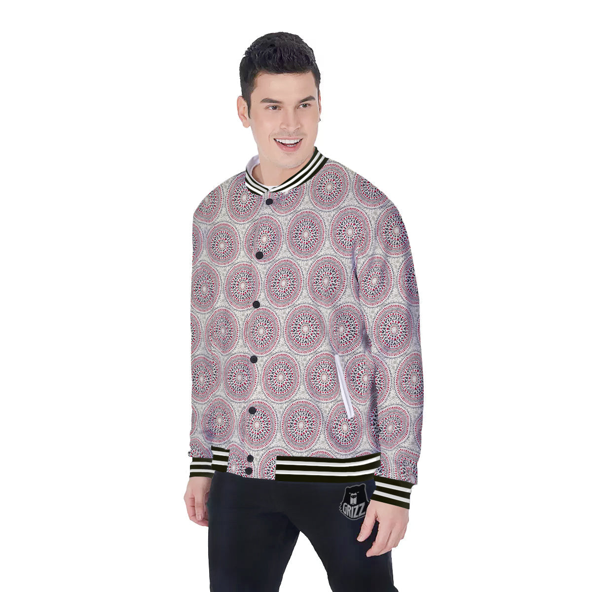 Indigenous Dot Aboriginal Print Pattern Baseball Jacket-grizzshop