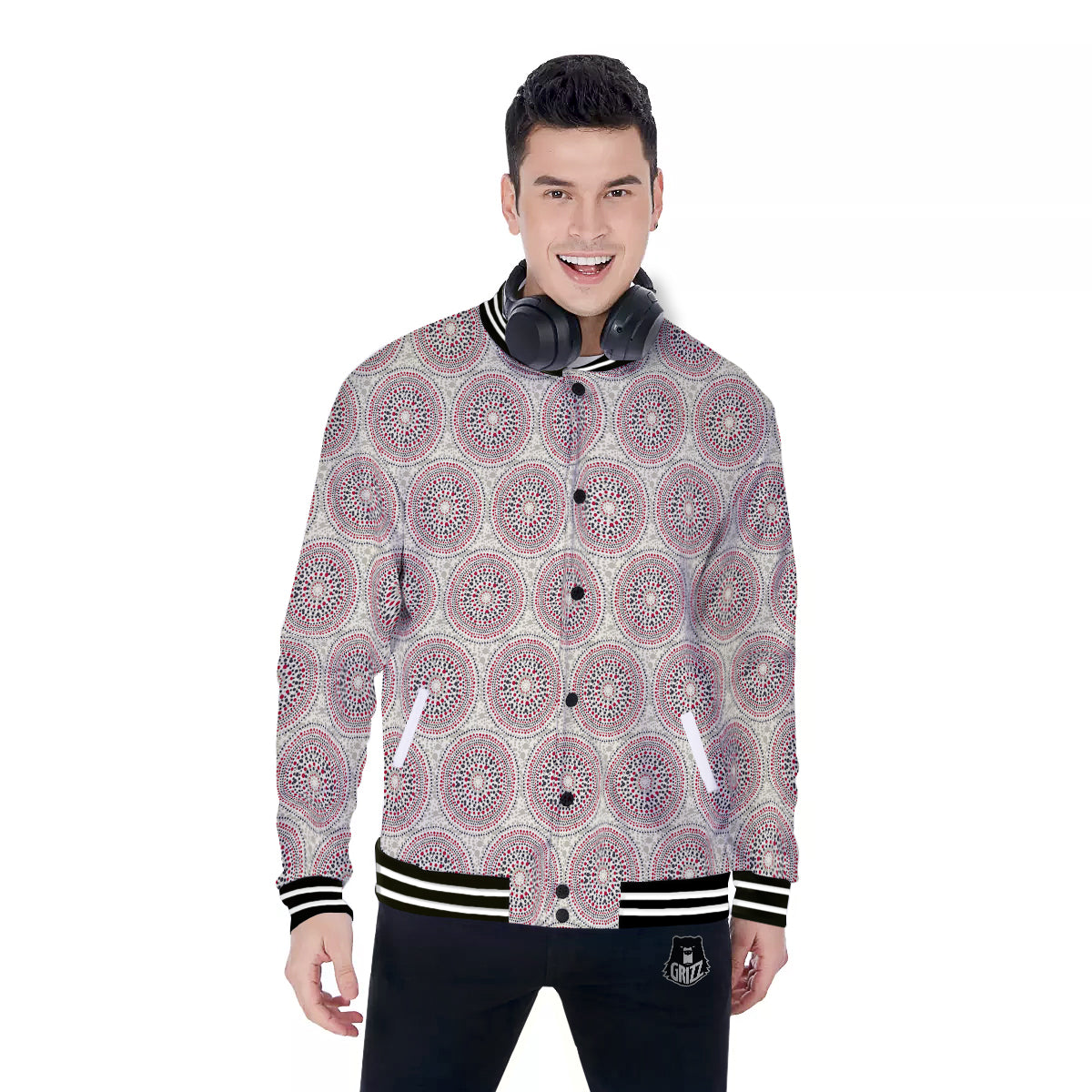 Indigenous Dot Aboriginal Print Pattern Baseball Jacket-grizzshop