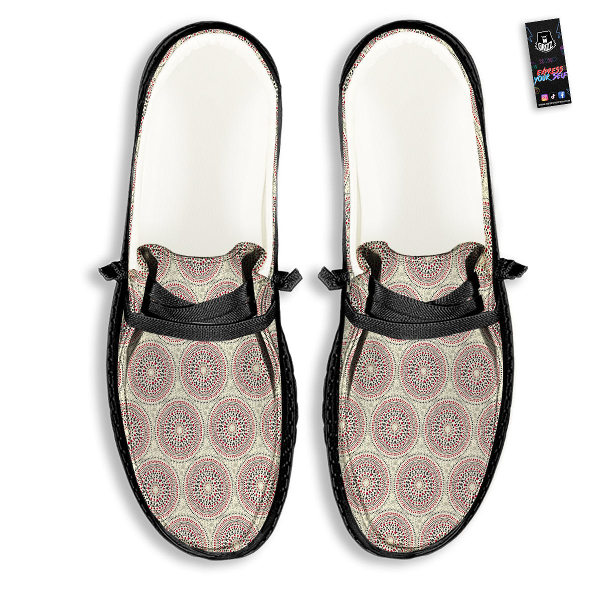 Indigenous Dot Aboriginal Print Pattern Black Loafers-grizzshop